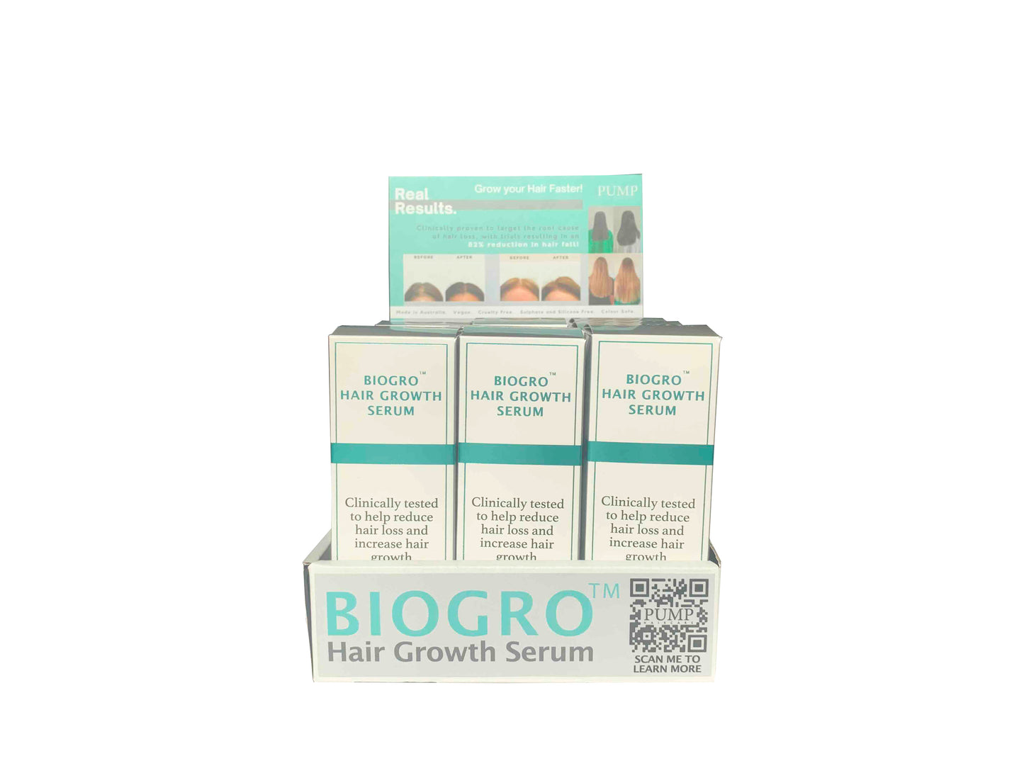 Pump BioGro Serum Info Display Stand with 9 BioGro's